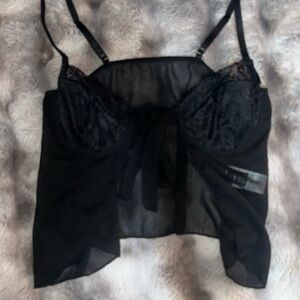 SHEIN Black Lace Crop Top